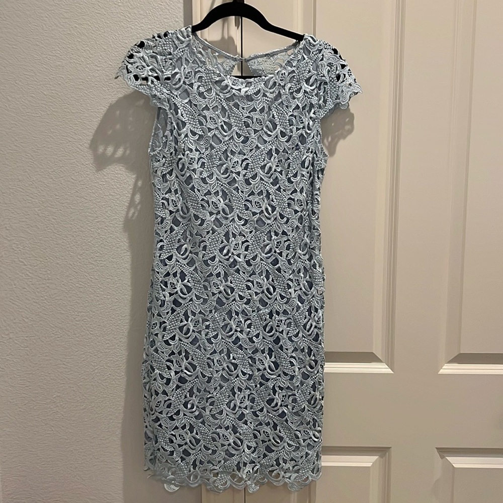 Alice & Olivia Elegant Lace Dress in Light Blue